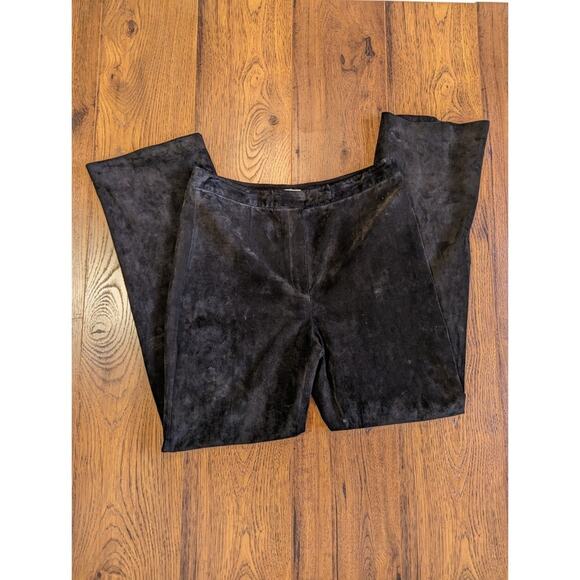 Vintage Lord & Taylor Suede Leather Pants, 10 Black - Picture 4 of 5